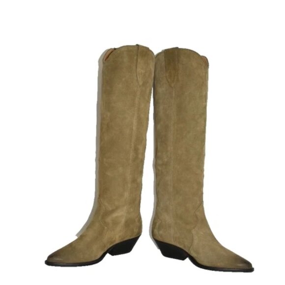 $1100 ISABEL MARANT DENVEE TALL KNEE BOOT SUEDE BROWN WESTERN CUBAN 35 (DC11) - Picture 5 of 8